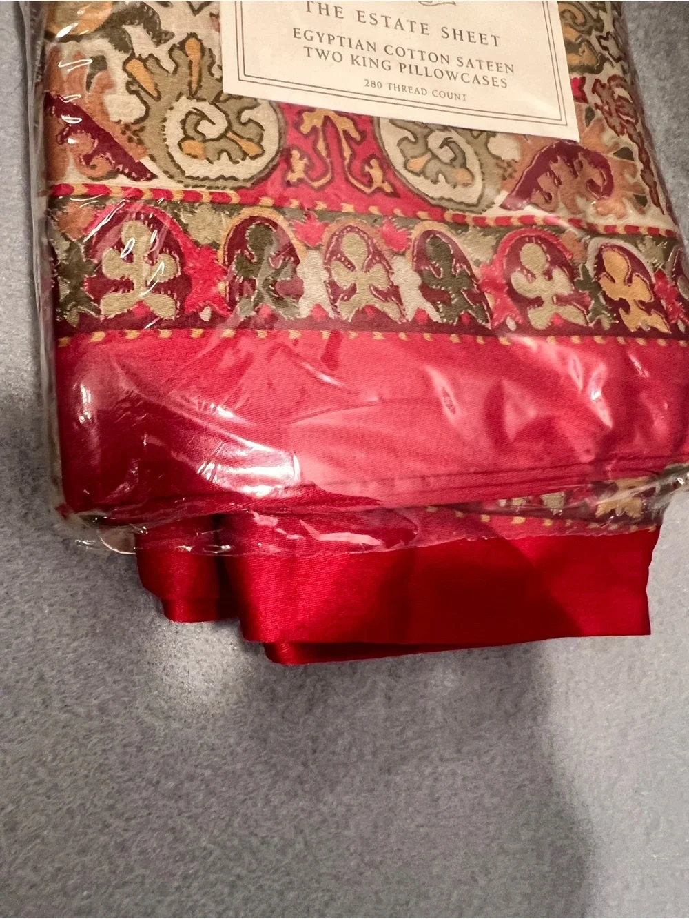 Ralph Lauren Randolph Red Estate Sheet King Pillowcases 2 NIP 280TC RARE